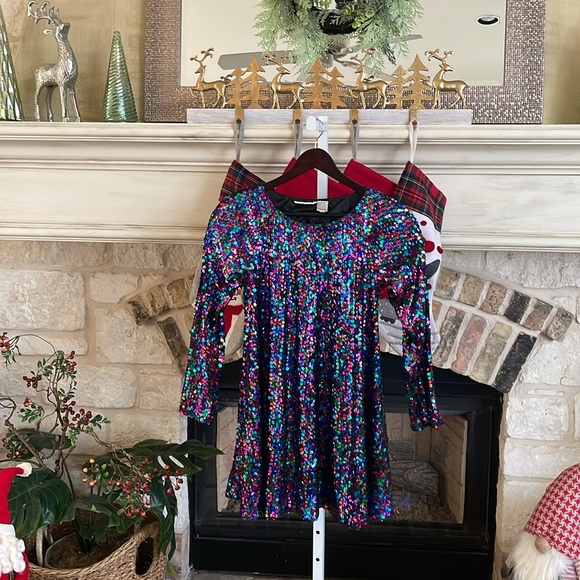 80s  Multicolor Sequin Long Sleeve Dress size 8 micro mini dress - Picture 4 of 13